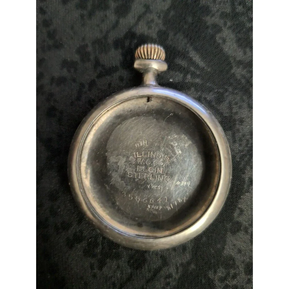 Antique Illinois W.C.Co. Elgin Sterling Silver Pocket Watch Case (No Watch)